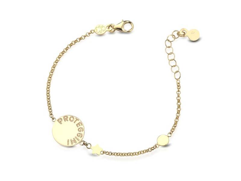 9KT YELLOW GOLD PROTEGGIMI BRACELET WITH ANGEL MEDAL AND STAR PRIMEGIOIE LE BEBE' PMG088